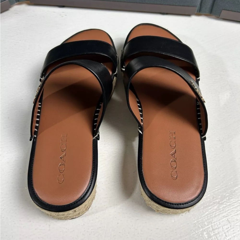 COACH Franca Black Leather Espadrille - Women’s Size 7 B With Box - Picture 8 of 11